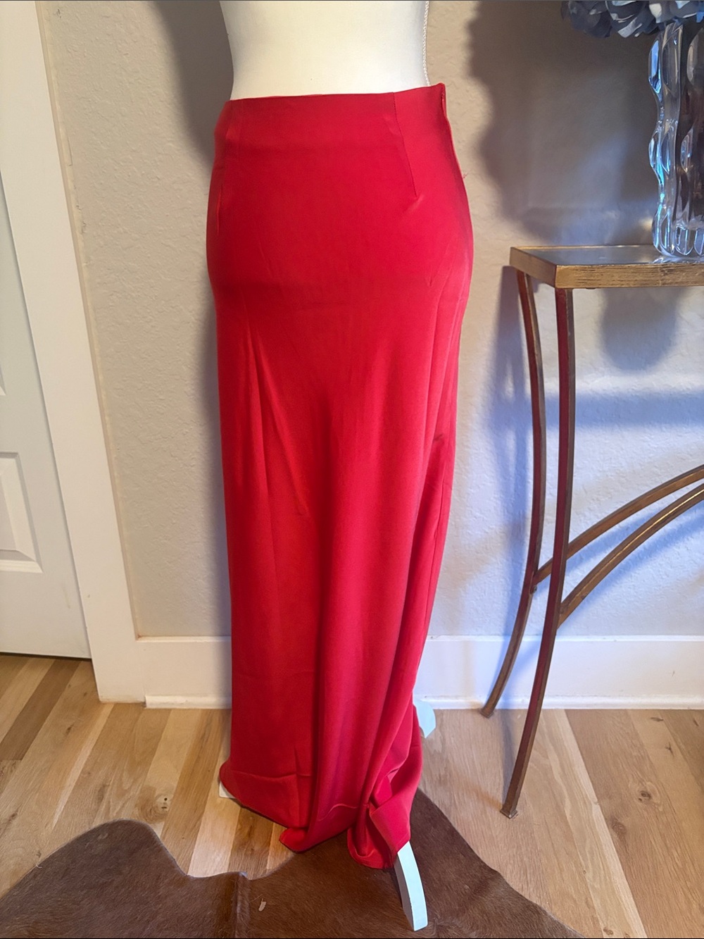 Elegant Red Maxi Skirt — Women's Floor-Length Skirt